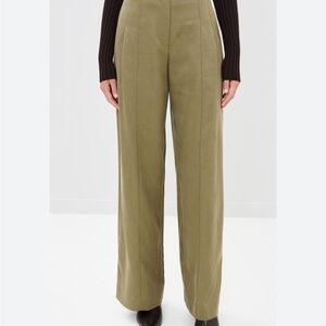 ULLA JOHNSON Women’s 12 Delvine Pleated Twill Wide Leg Pant Driftwood CP25